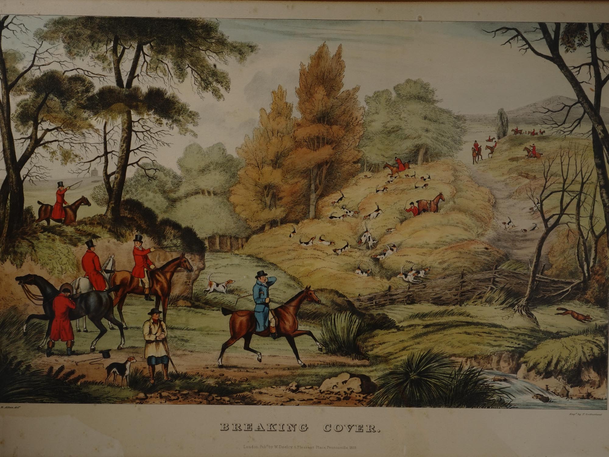 AFTER HENRY ALKEN TWO FOX HUNTING LITHOGRAPHS PIC-2